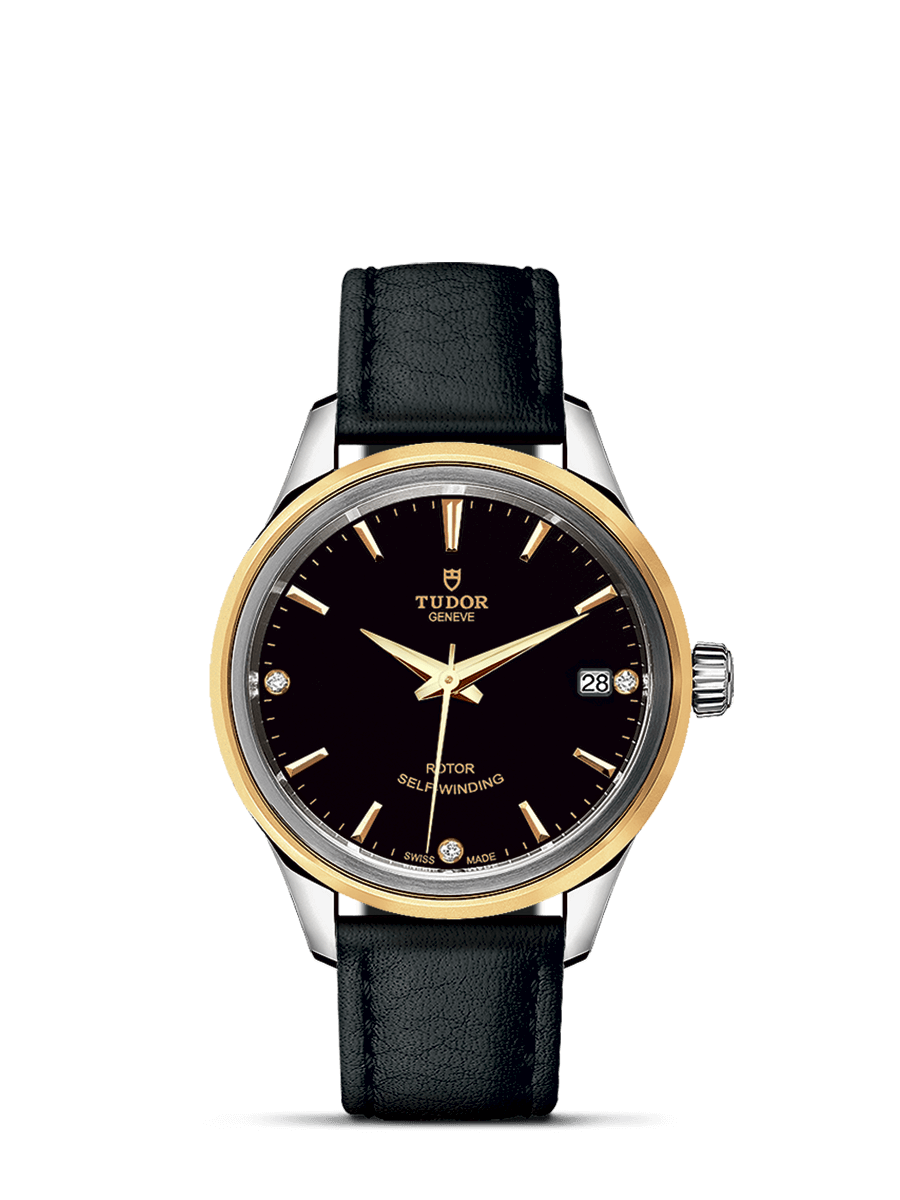 Tudor 12303-0012 : Style 34 Stainless Steel / Yellow Gold / Black-Diamond / Strap