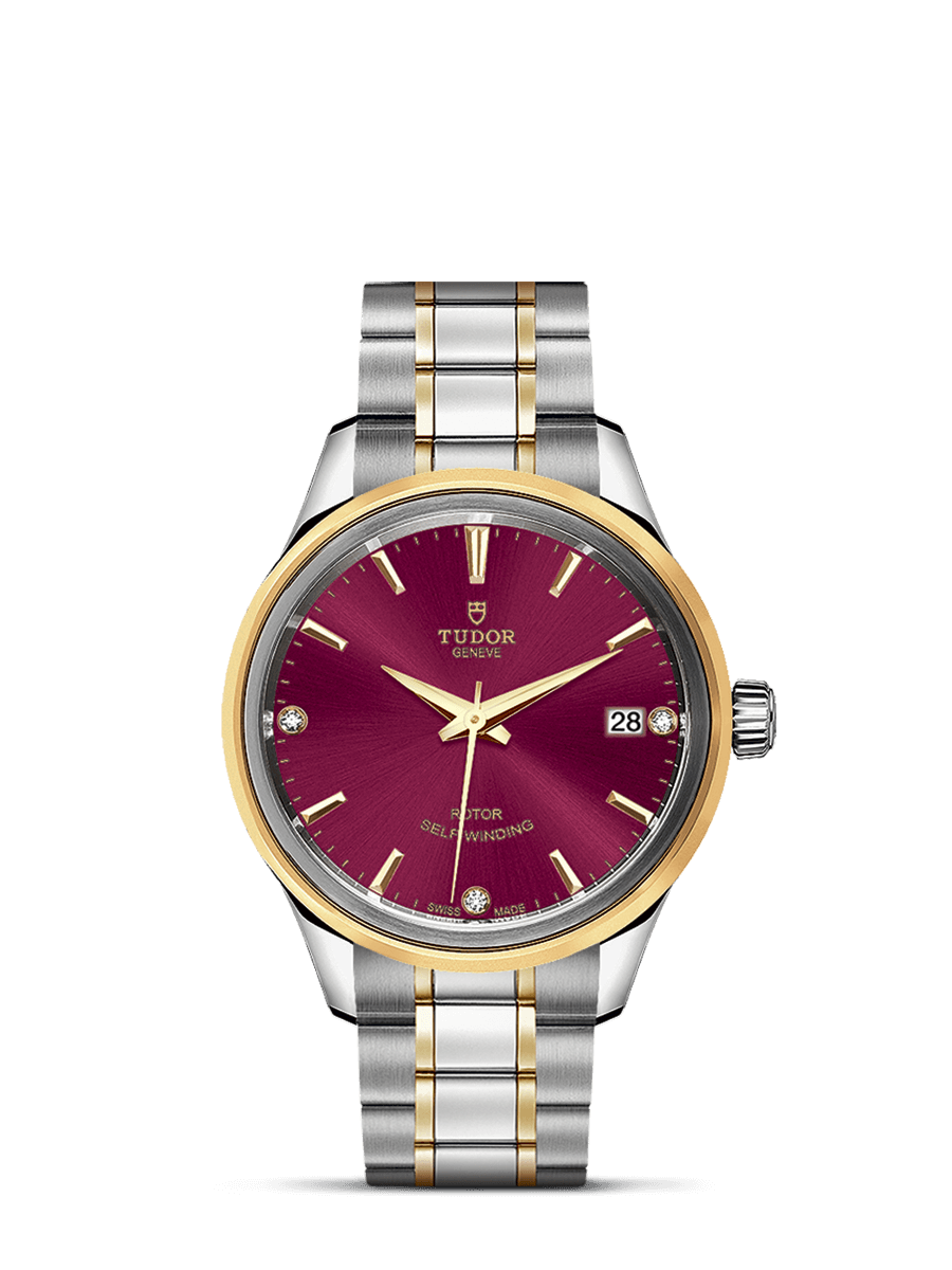 Tudor 12303-0015 : Style 34 Stainless Steel / Yellow Gold / Burgundy-Diamond / Bracelet