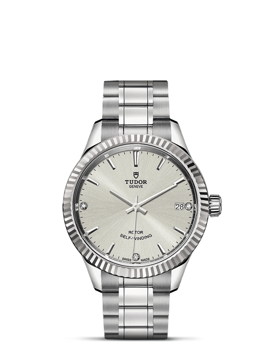 Tudor 12310-0007 : Style 34 Stainless Steel / Fluted / Silver-Diamond / Bracelet