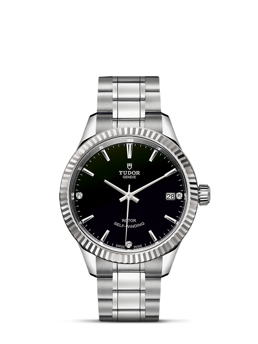 Tudor 12310-0009 : Style 34 Stainless Steel / Fluted / Black-Diamond / Bracelet