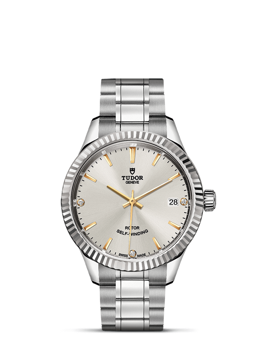 Tudor 12310-0011 : Style 34 Stainless Steel / Fluted / Silver-Diamond / Bracelet