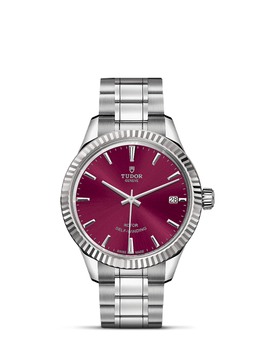 Tudor 12310-0015 : Style 34 Stainless Steel / Fluted / Burgundy / Bracelet