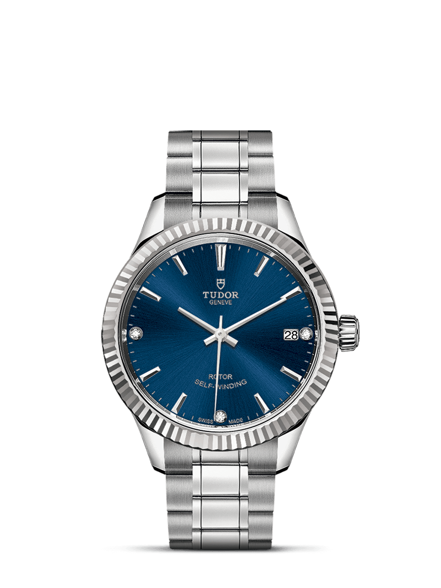 Tudor 12310-0017 : Style 34 Stainless Steel / Fluted / Blue-Diamond / Bracelet