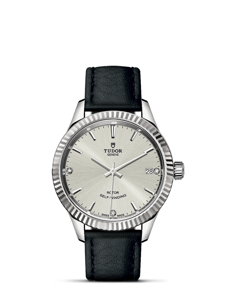 Tudor 12310-0024 : Style 34 Stainless Steel / Fluted / Silver-Diamond / Strap