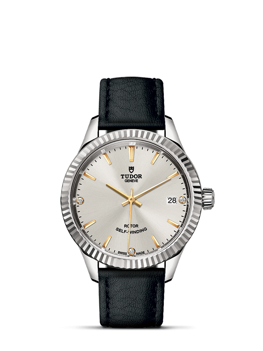 Tudor 12310-0026 : Style 34 Stainless Steel / Fluted / Silver-Diamond / Strap