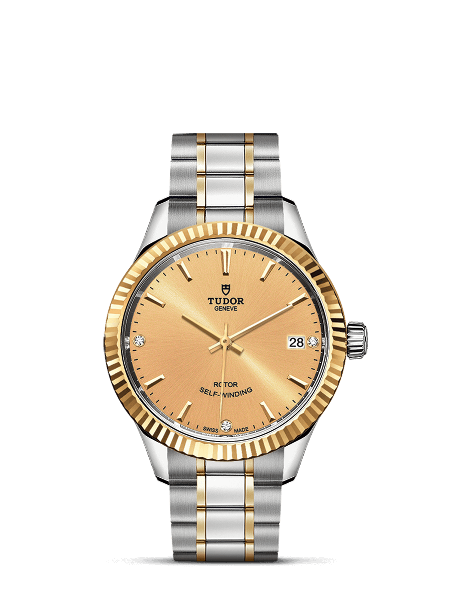 Tudor 12313-0007 : Style 34 Stainless Steel / Yellow Gold / Fluted / Champagne-Diamond / Bracelet