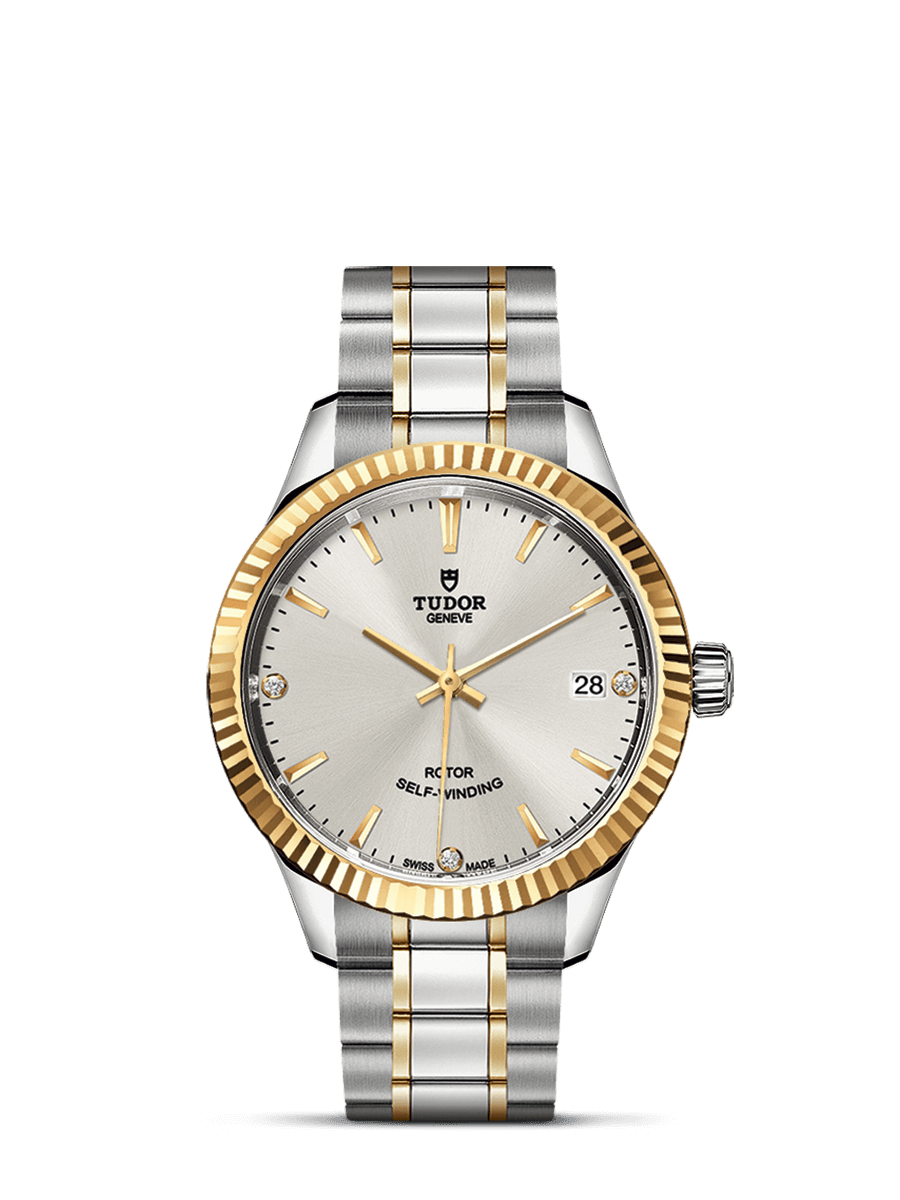 Tudor 12313-0009 : Style 34 Stainless Steel / Yellow Gold / Fluted / Silver-Diamond / Bracelet