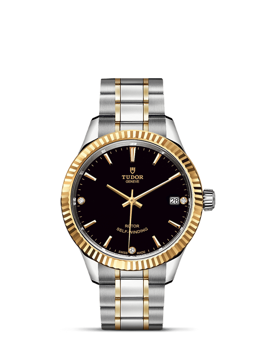 Tudor 12313-0011 : Style 34 Stainless Steel / Yellow Gold / Fluted / Black-Diamond / Bracelet