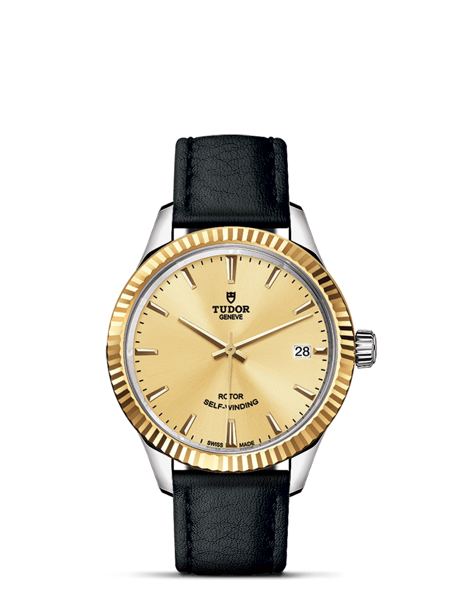 Tudor 12313-0017 : Style 34 Stainless Steel / Yellow Gold / Fluted / Champagne / Strap