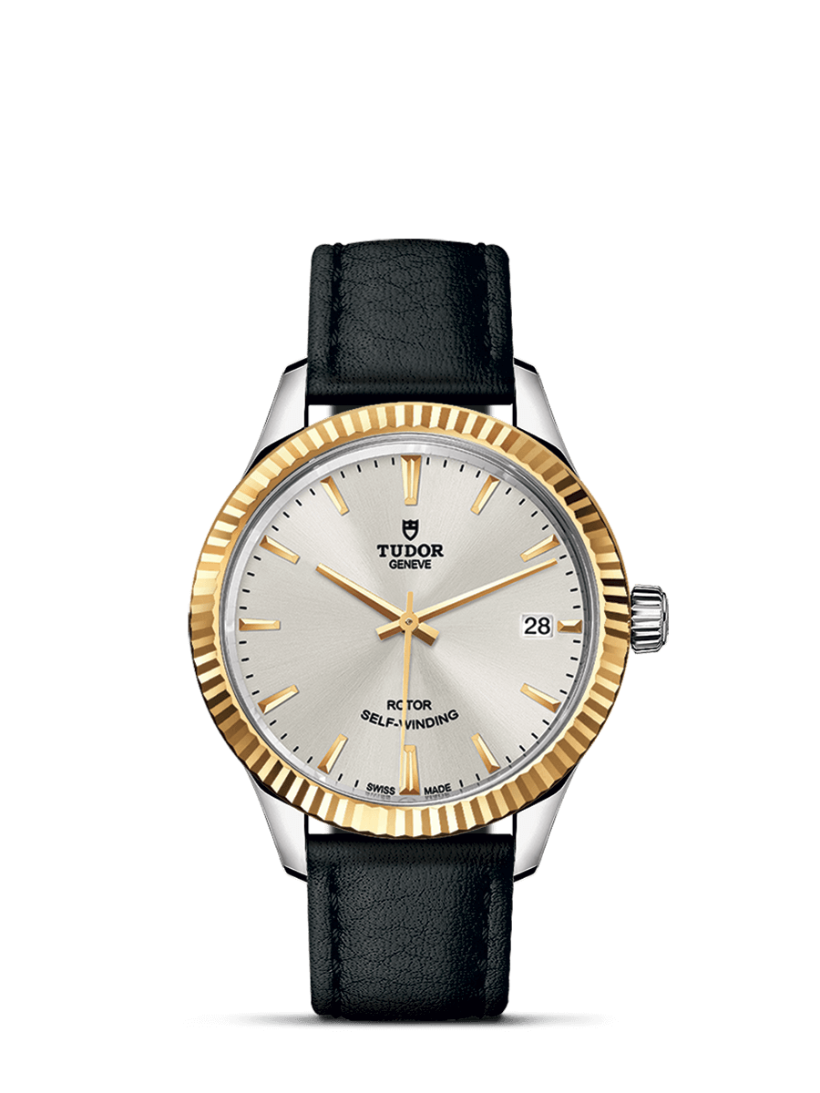 Tudor 12313-0018 : Style 34 Stainless Steel / Yellow Gold / Fluted / Silver / Strap