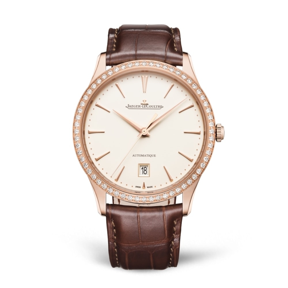 Jaeger-LeCoultre 1232501 : Master Ultra Thin Date Red Gold - Diamond / Eggshell / Alligator