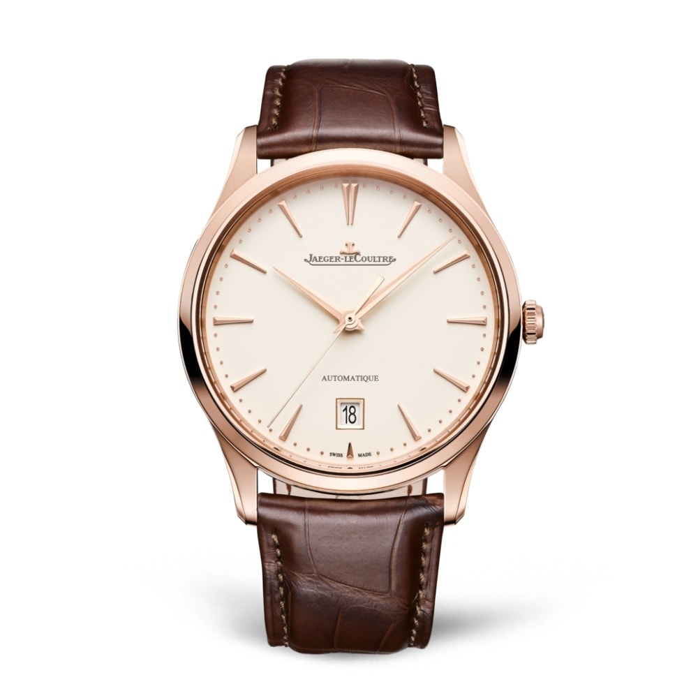 Jaeger-LeCoultre 1232510 : Master Ultra Thin Date Pink Gold / Eggshell / Alligator