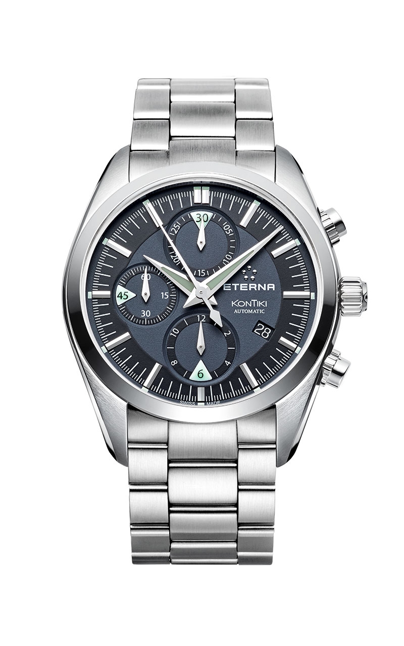 Eterna 1241.41.41.0217 : KonTiki Chronograph Black / Bracelet