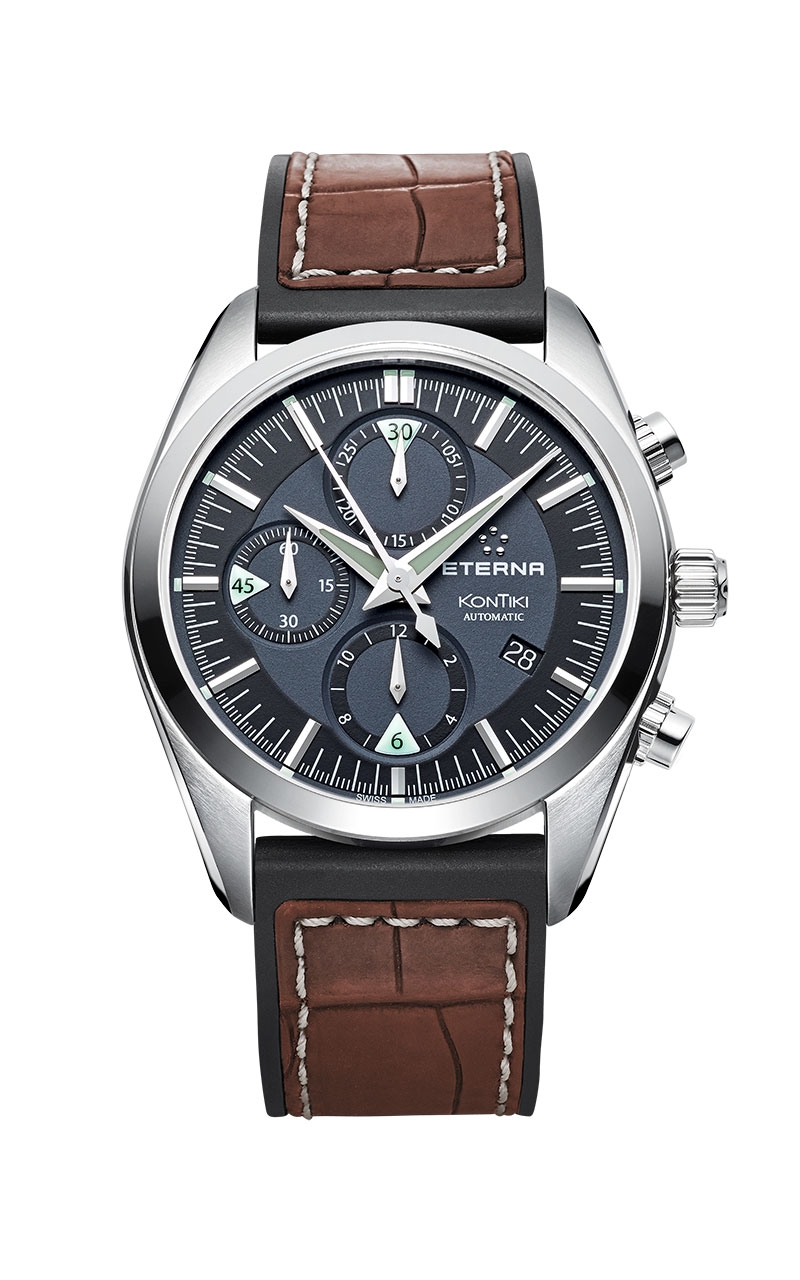 Eterna 1241.41.41.1307 : KonTiki Chronograph Black / Strap