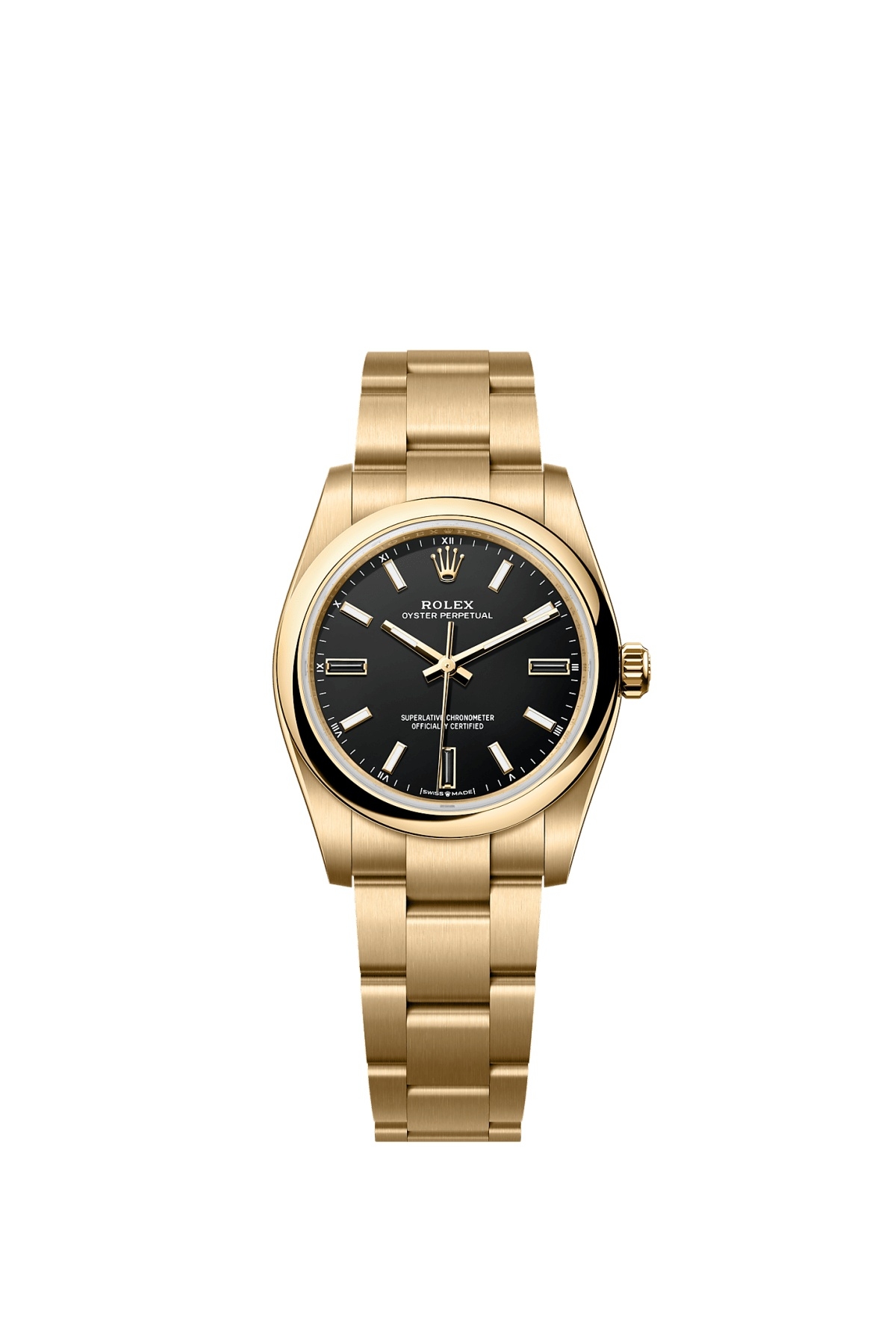 Rolex 124208-0001 : Oyster Perpetual 34 Yellow Gold / Black