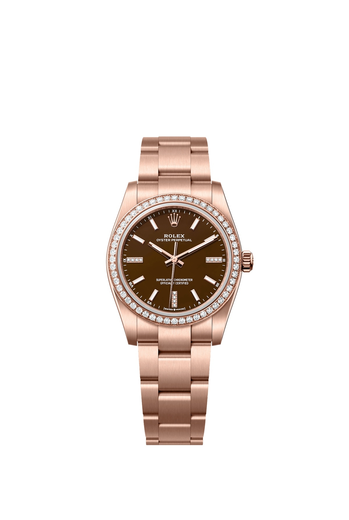 Rolex 124245RBR-0001 : Oyster Perpetual 34 Everose - Diamond / Brown