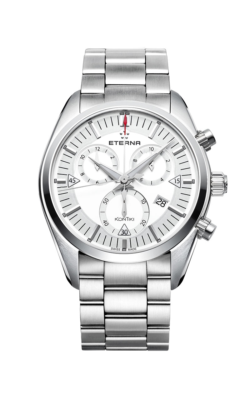 Eterna 1250.41.11.0217 : KonTiki Quartz Chronograph Silver / Bracelet