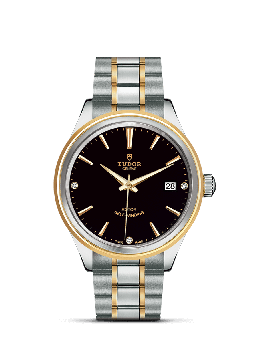 Tudor 12503-0006 : Style 38 Stainless Steel / Yellow Gold / Black-Diamond / Bracelet