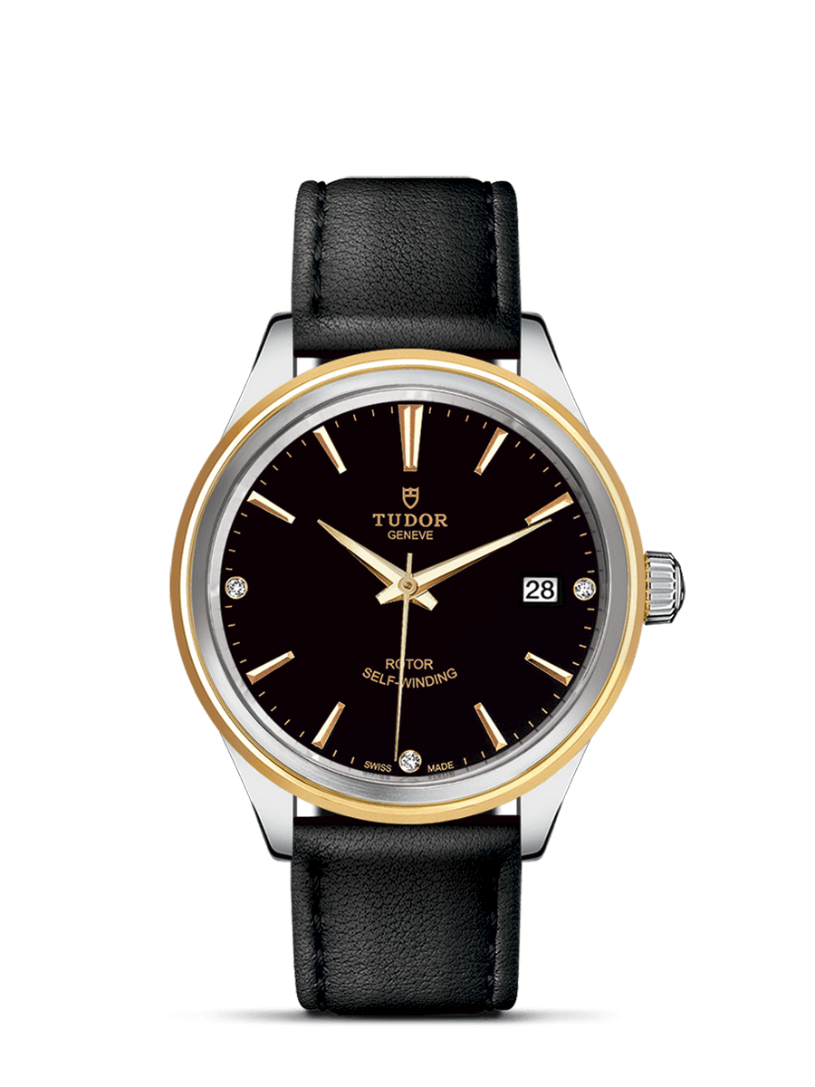 Tudor 12503-0012 : Style 38 Stainless Steel / Yellow Gold / Black-Diamond / Strap