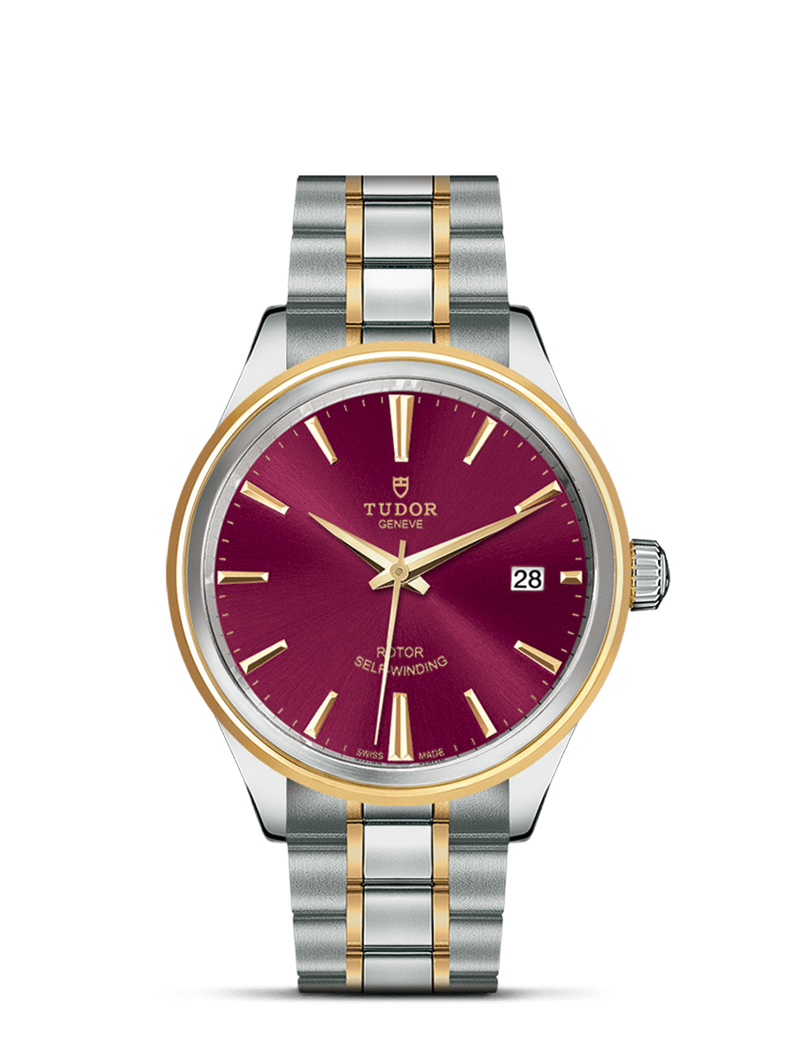 Tudor 12503-0013 : Style 38 Stainless Steel / Yellow Gold / Burgundy / Bracelet