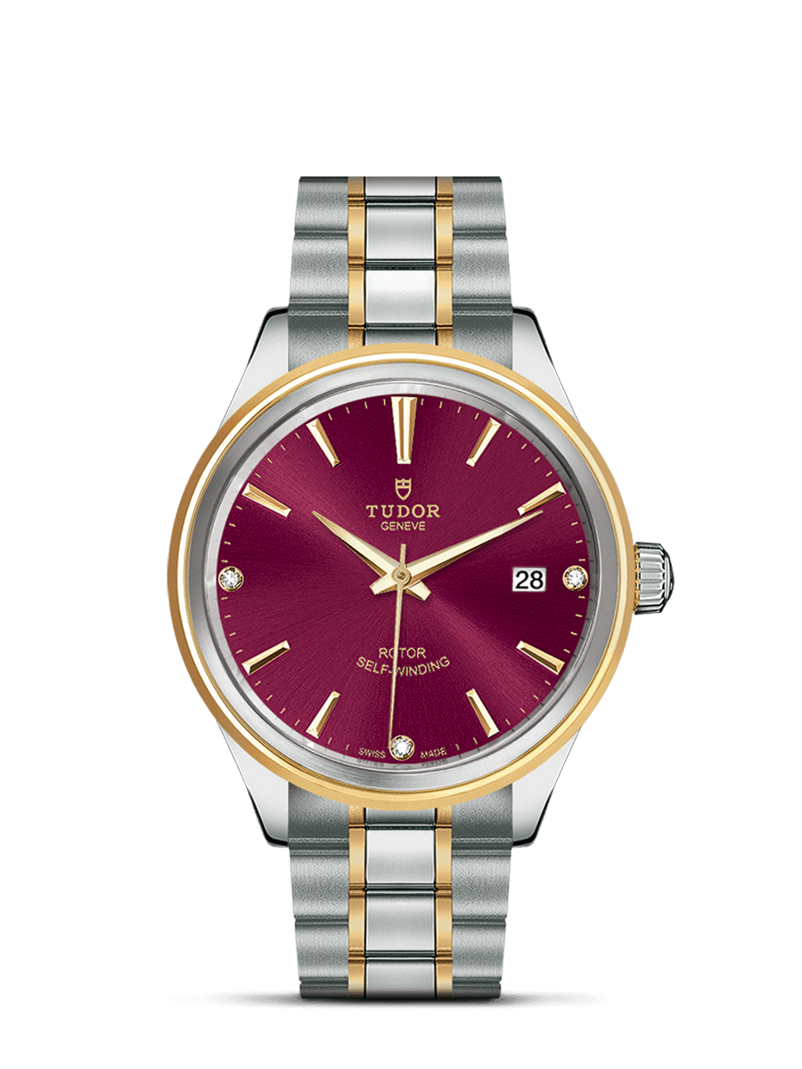 Tudor 12503-0015 : Style 38 Stainless Steel / Yellow Gold / Burgundy-Diamond / Bracelet