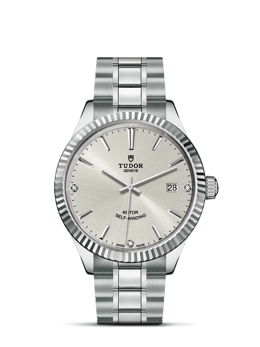 Tudor 12510-0007 : Style 38 Stainless Steel / Fluted / Silver-Diamond / Bracelet