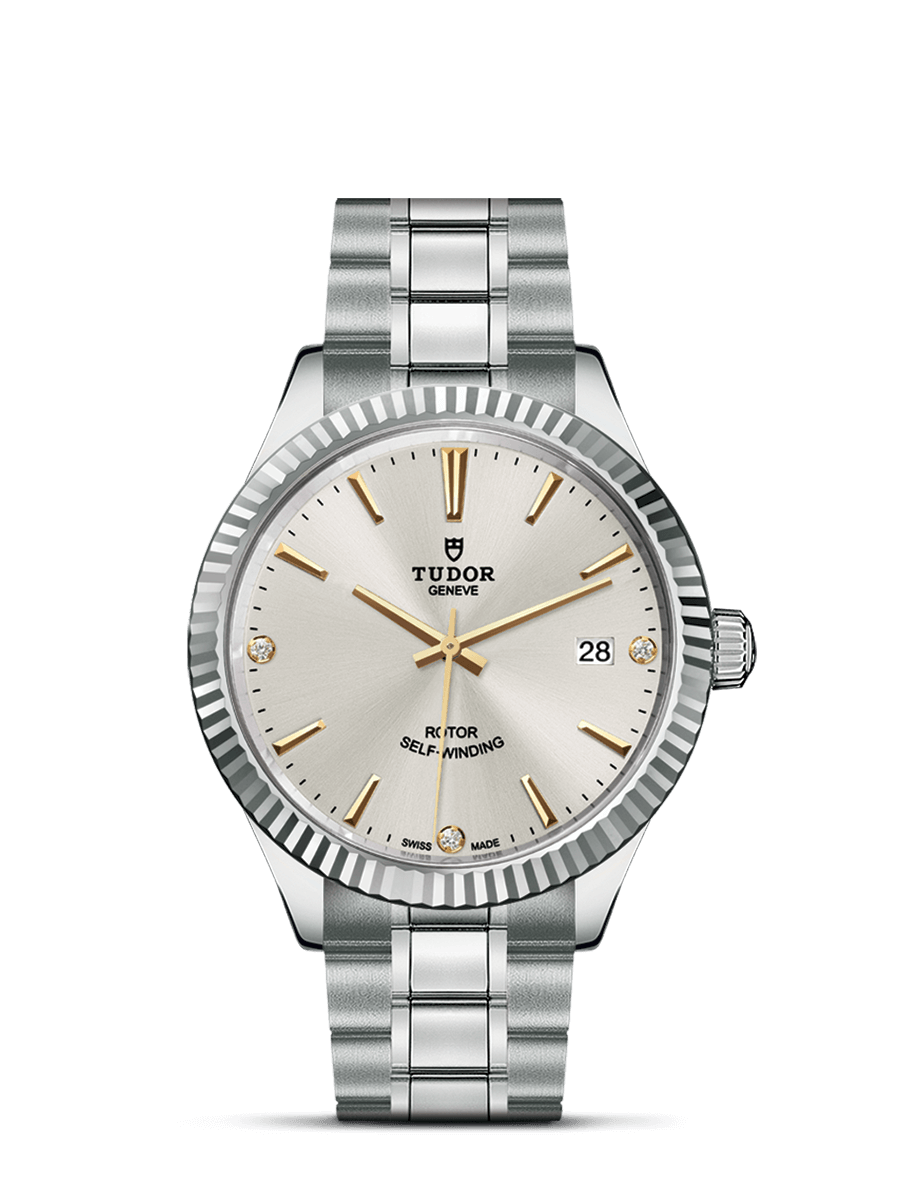 Tudor 12510-0011 : Style 38 Stainless Steel / Fluted / Silver-Diamond / Bracelet