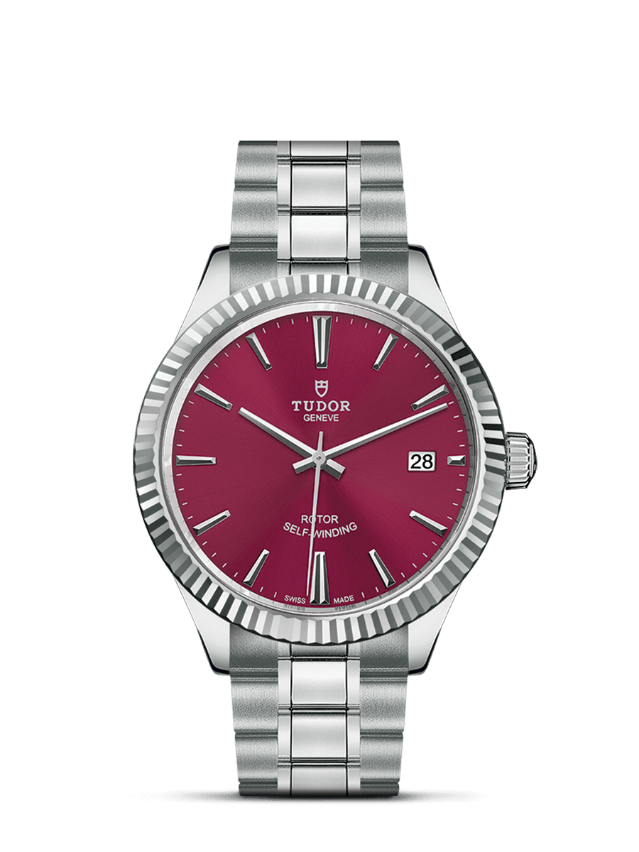 Tudor 12510-0015 : Style 38 Stainless Steel / Fluted / Burgundy / Bracelet