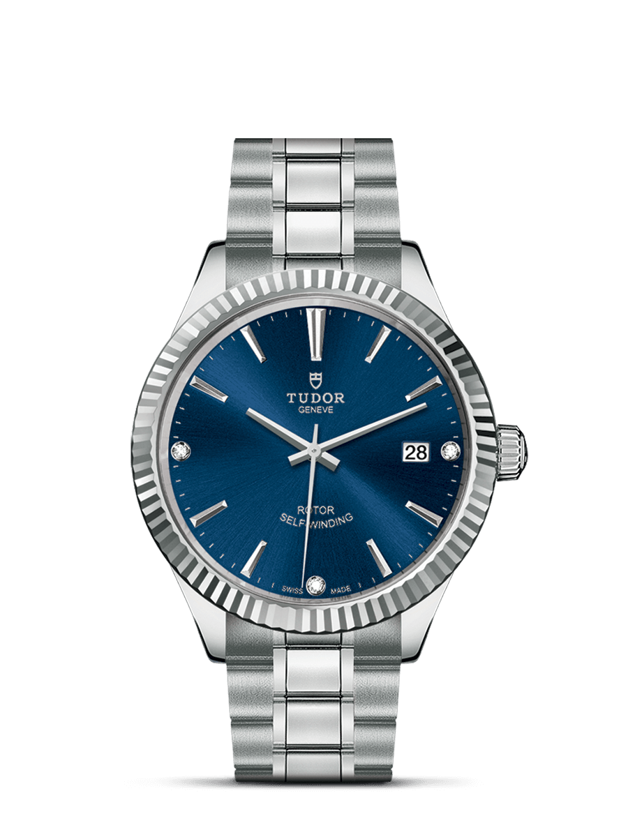 Tudor 12510-0017 : Style 38 Stainless Steel / Fluted / Blue-Diamond / Bracelet