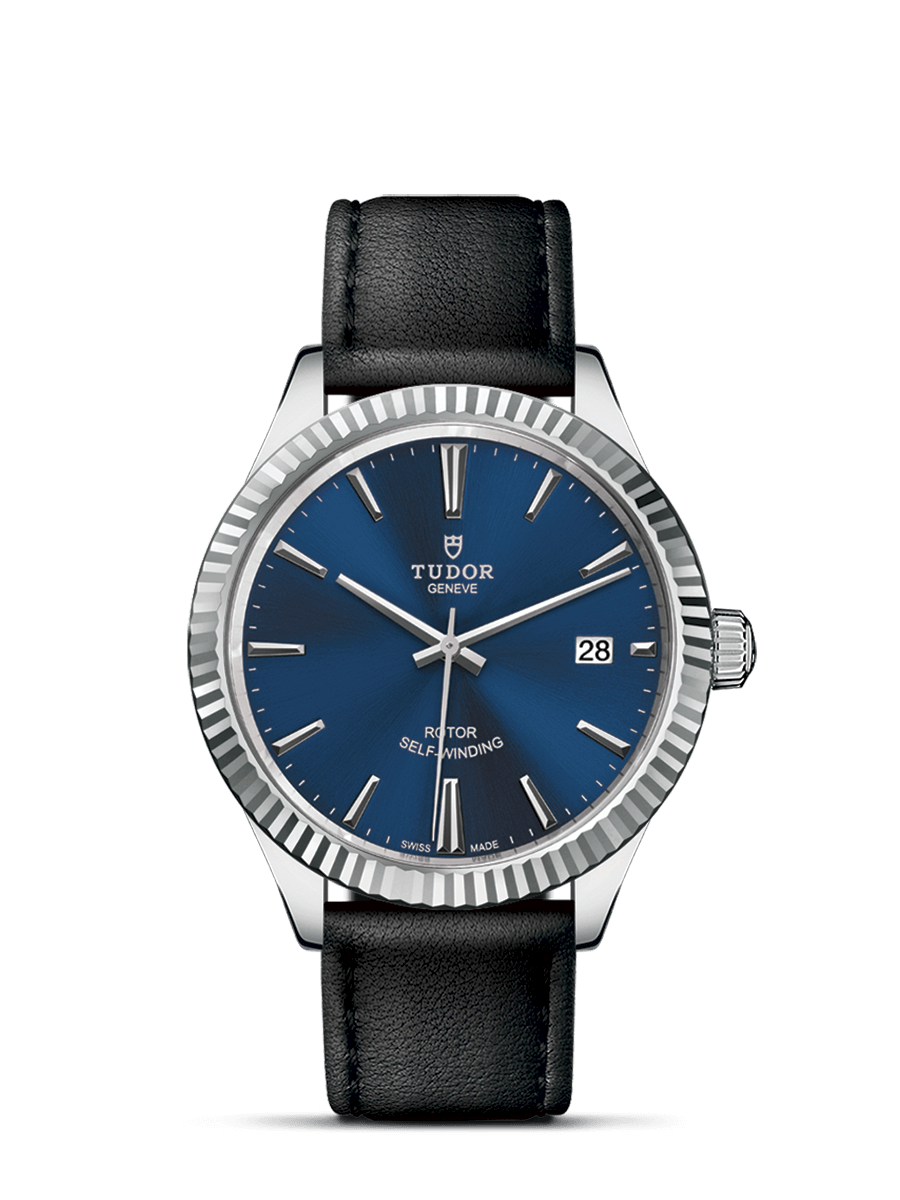 Tudor 12510-0027 : Style 38 Stainless Steel / Fluted / Blue / Strap