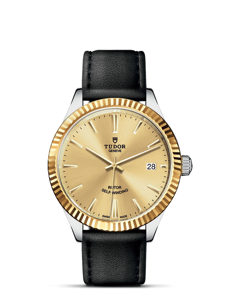 Tudor 12513-0017 : Style 38 Stainless Steel / Yellow Gold / Fluted / Champagne / Strap