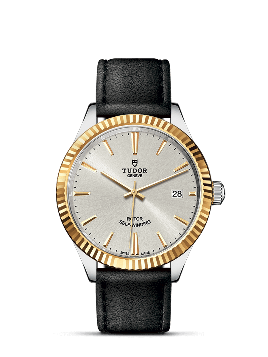 Tudor 12513-0018 : Style 38 Stainless Steel / Yellow Gold / Fluted / Silver / Strap