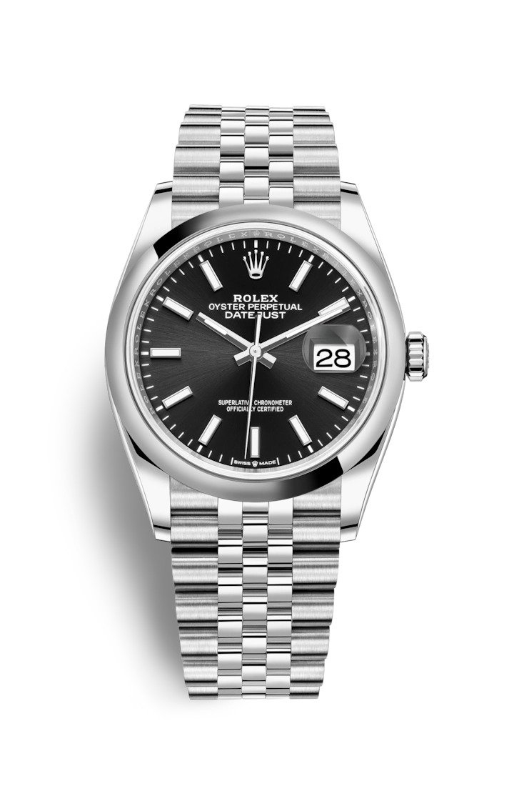 Rolex 126200-0003 : Datejust 36 Stainless Steel / Domed / Black / Jubilee