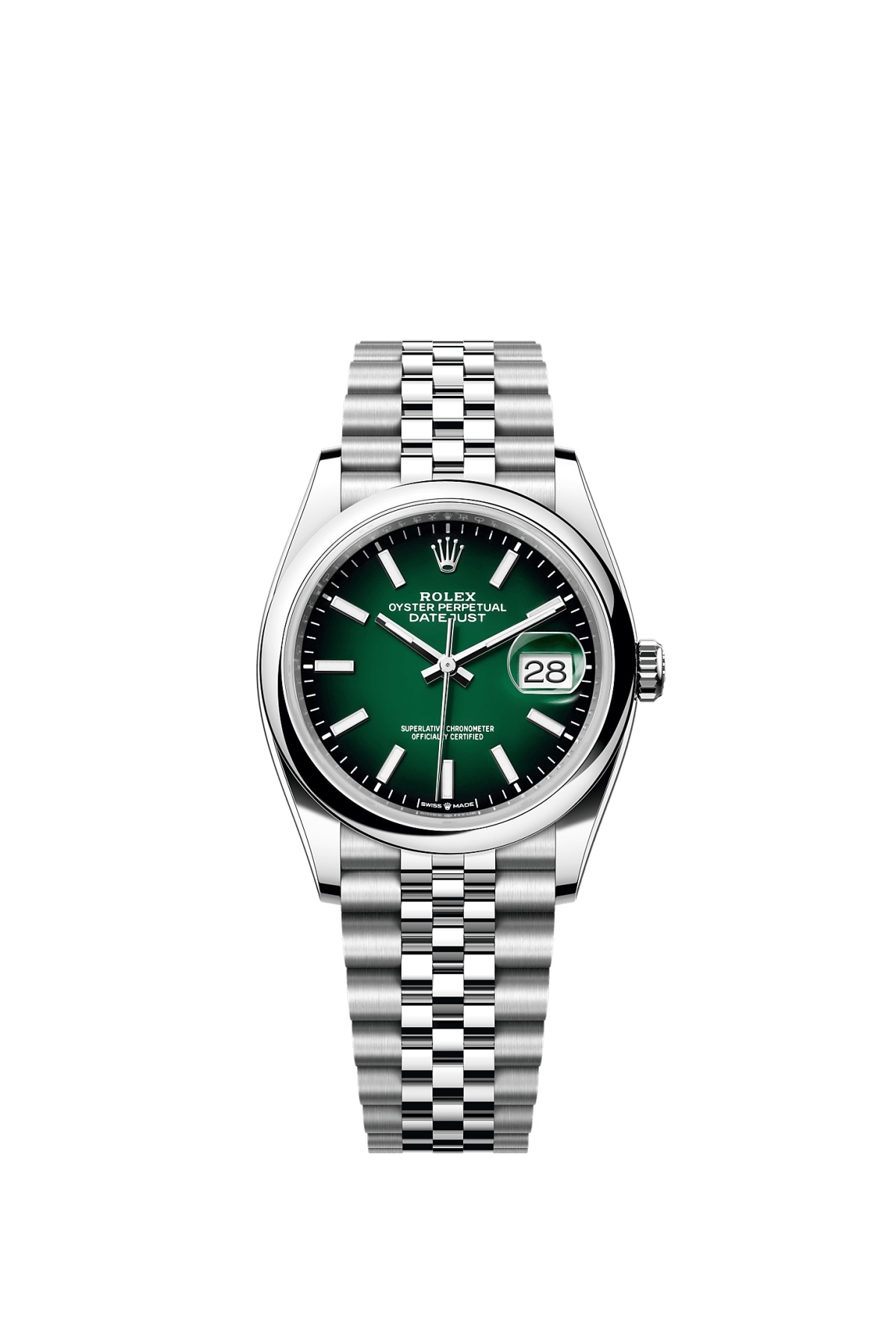 Rolex 126200-0026 : Datejust 36 Stainless Steel - Domed / Green Ombré / Jubilee