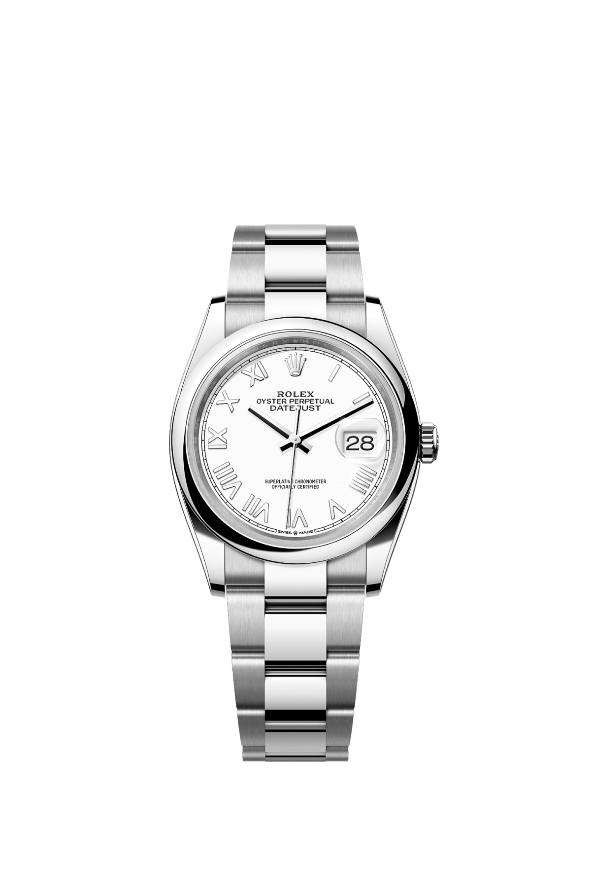 Rolex 126200-0028 : Datejust 36 Stainless Steel - Domed / White Roman / Oyster