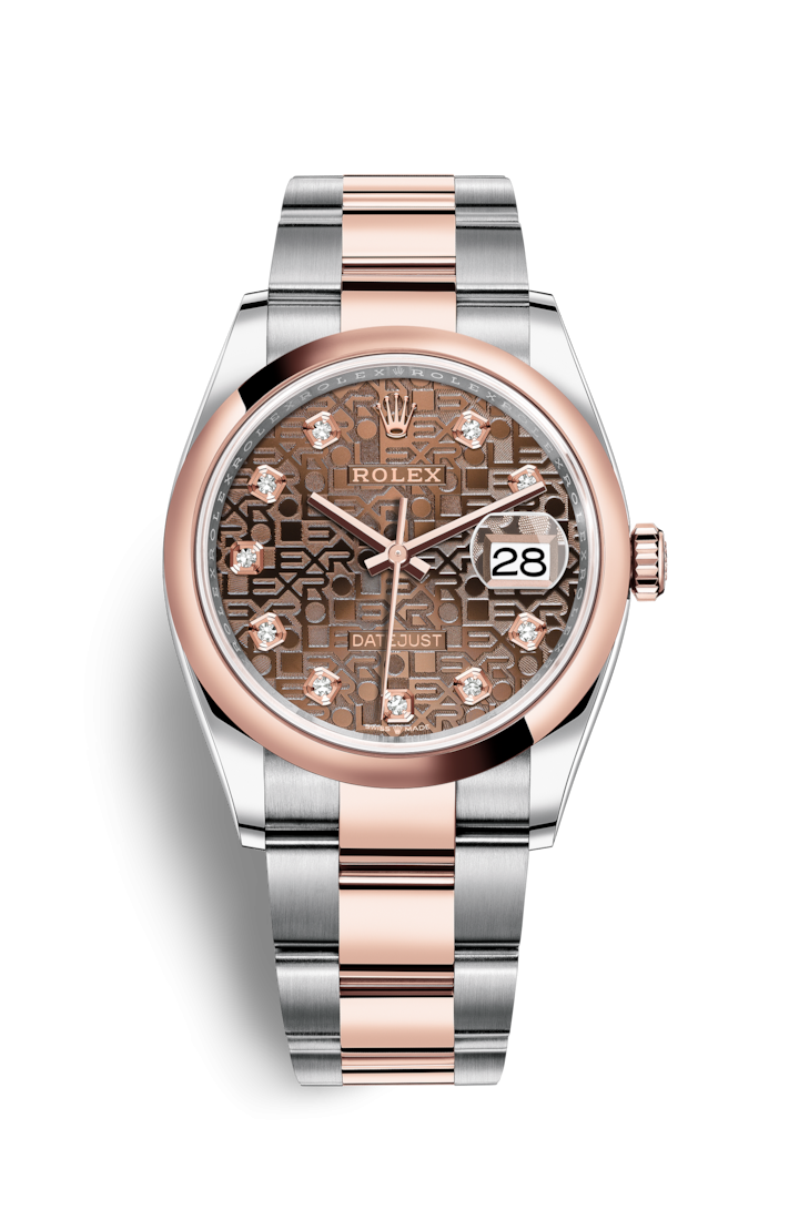 Rolex 126201-0026 : Datejust 36 Stainless Steel / Everose / Smooth / Chocolate Computer / Oyster