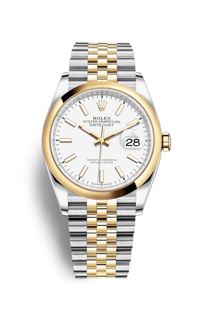 Rolex 126203-0019 : Datejust 36 Stainless Steel / Yellow Gold / Smooth / White / Jubilee