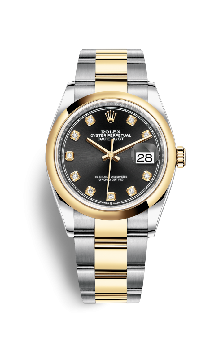 Rolex 126203-0022 : Datejust 36 Stainless Steel / Yellow Gold / Smooth / Black Diamond / Oyster