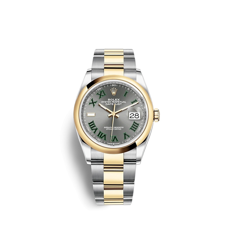 Rolex 126203-0036 : Datejust 36 Stainless Steel / Yellow Gold / Smooth / Slate Roman / Oyster