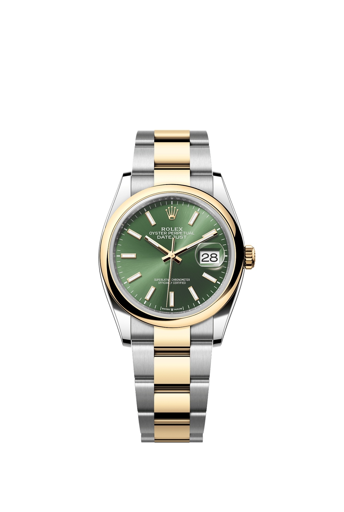 Rolex 126203-0058 : Datejust 36 Stainless Steel  - Yellow Gold - Domed / Olive / Oyster