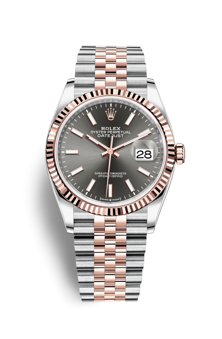 Rolex 126231-0013 : Datejust 36 Stainless Steel / Everose / Fluted / Slate / Jubilee