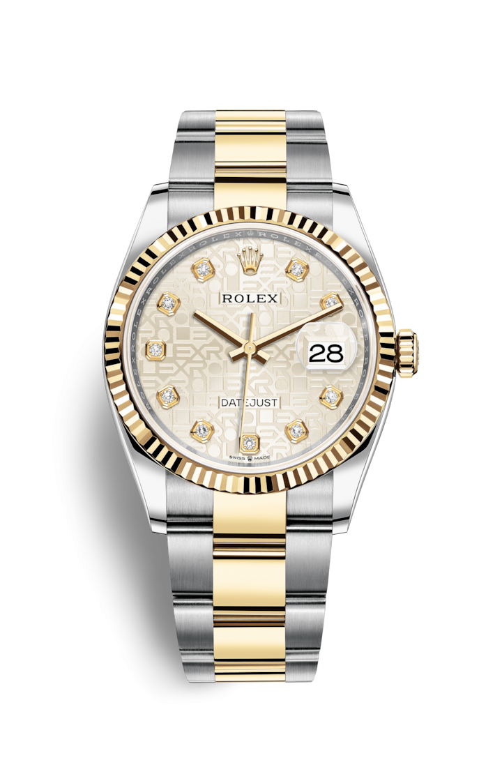 Rolex 126233-0028 : Datejust 36 Stainless Steel / Yellow Gold / Fluted / Silver Computer / Oyster