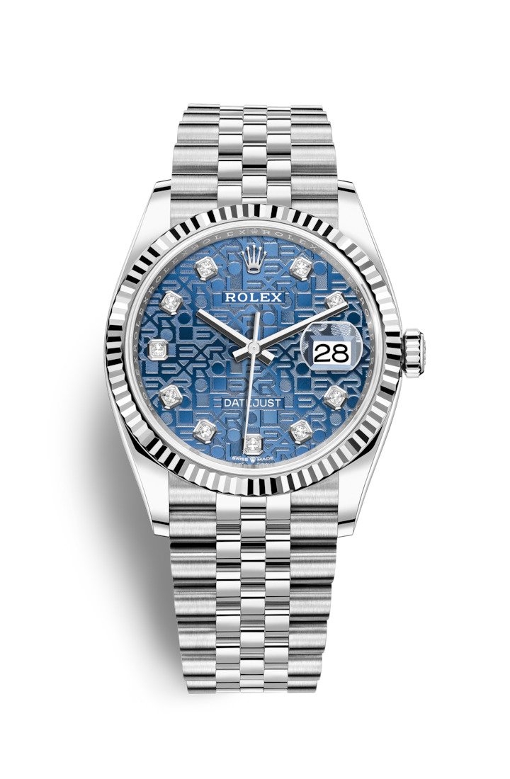 Rolex 126234-0011 : Datejust 36 Stainless Steel / Fluted / Blue Jubilee / Jubilee