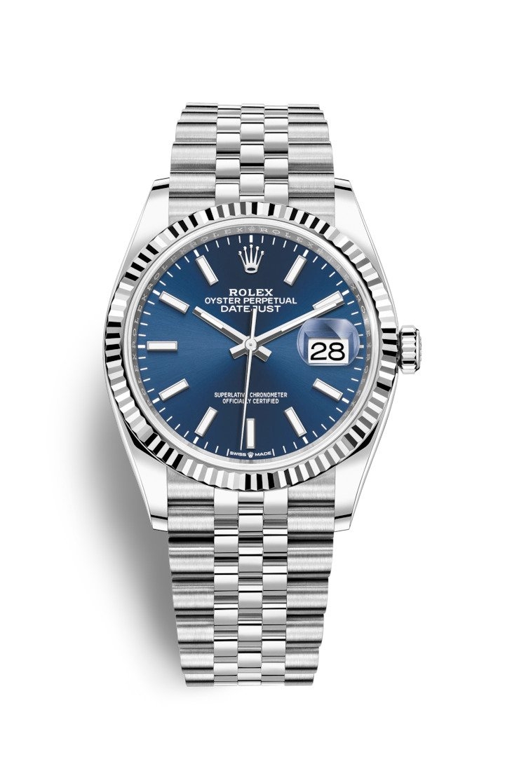 Rolex 126234-0017 : Datejust 36 Stainless Steel / Fluted / Blue / Jubilee