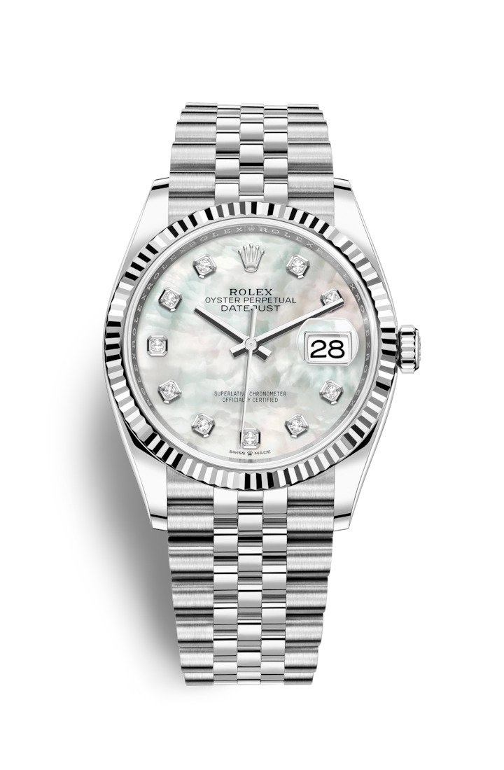 Rolex 126234-0019 : Datejust 36 Stainless Steel / Fluted / MOP-Diamond / Jubilee