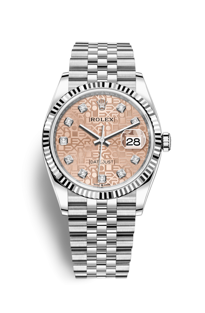 Rolex 126234-0023 : Datejust 36 Stainless Steel / Fluted / Pink Jubilee / Jubilee