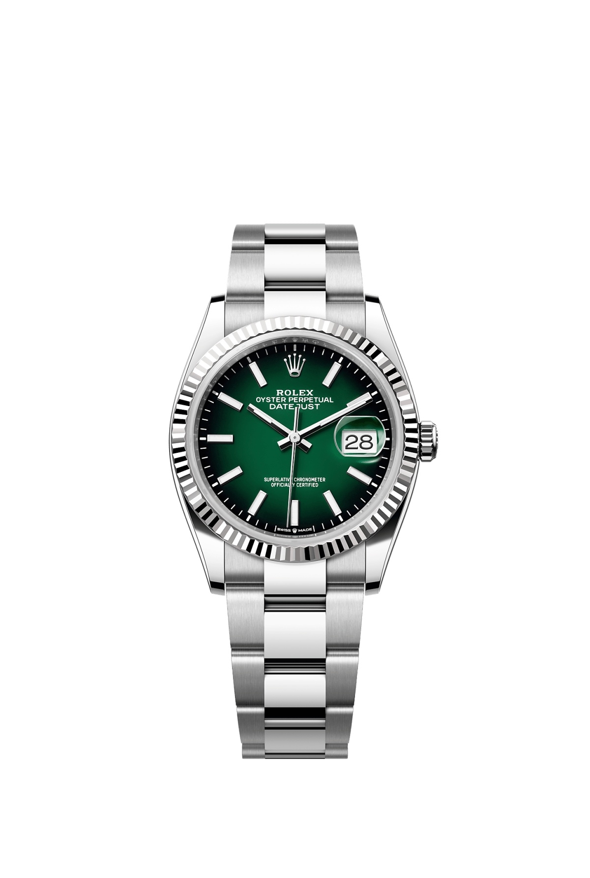 Rolex 126234-0060 : Datejust 36 Stainless Steel - Fluted / Green Ombré / Oyster