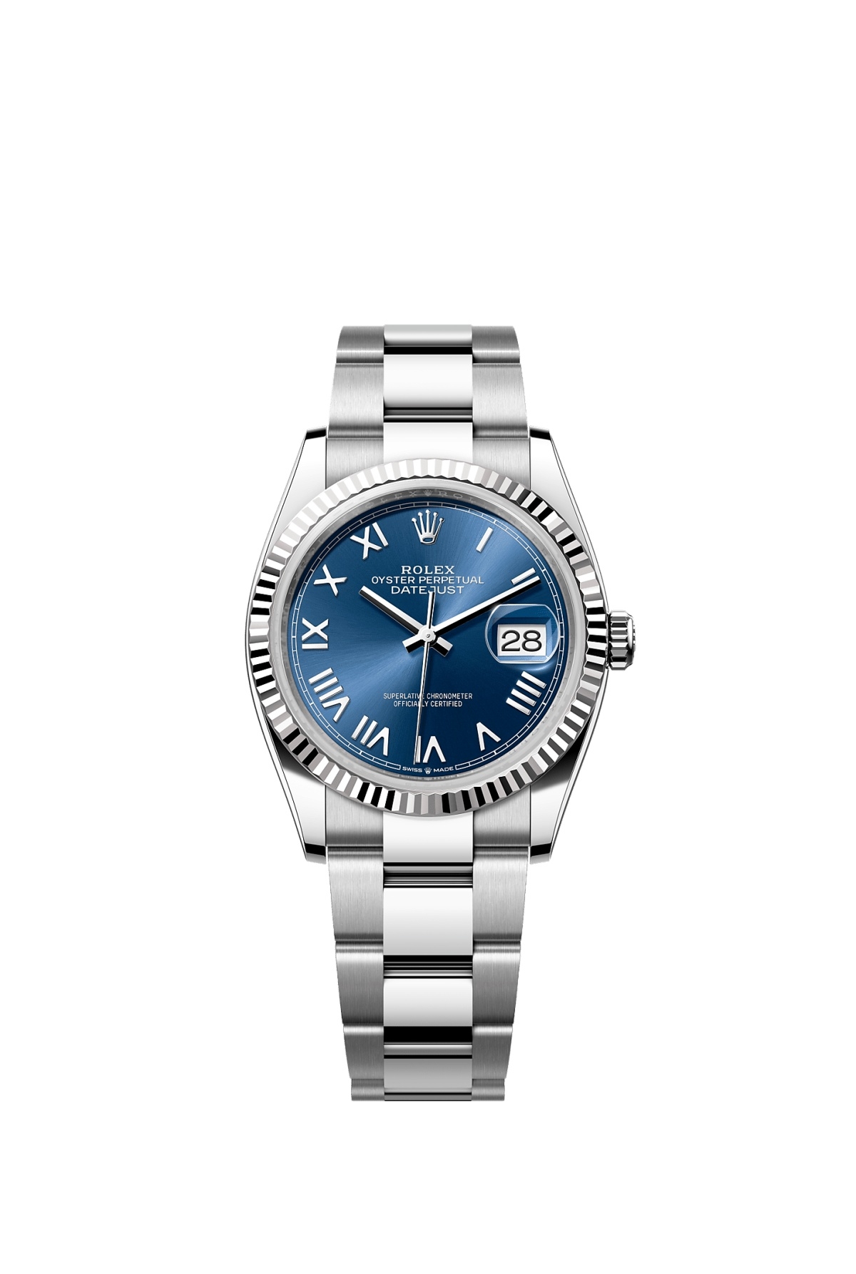 Rolex 126234-0070 : Datejust 36 Stainless Steel - Fluted / Blue Roman / Oyster