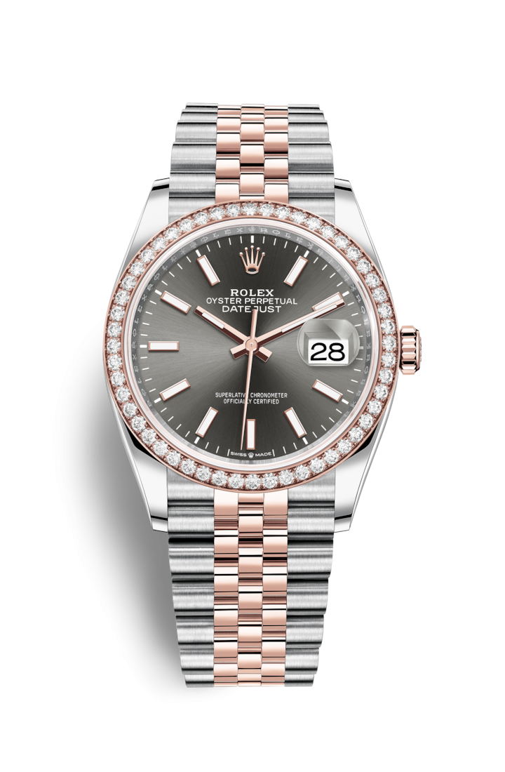 Rolex 126281RBR-0001 : Datejust 36 Stainless Steel / Everose / Diamond / Slate / Jubilee