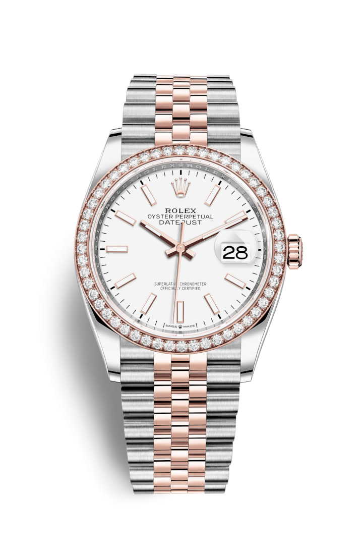 Rolex 126281RBR-0005 : Datejust 36 Stainless Steel / Everose / Diamond / White / Jubilee